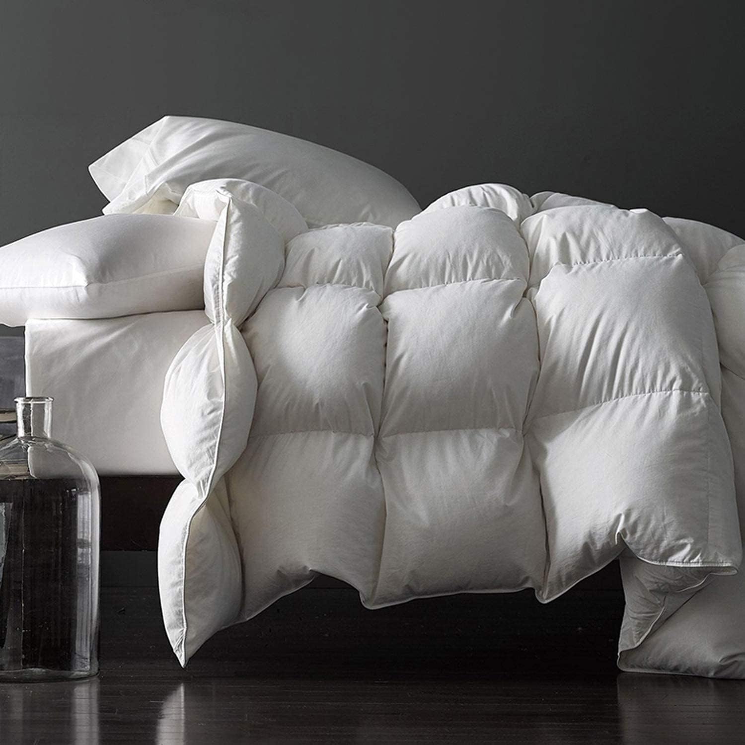 Royoliving Premium Feathers Down Comforter 100% Cotton Cover Duvet Insert with C...