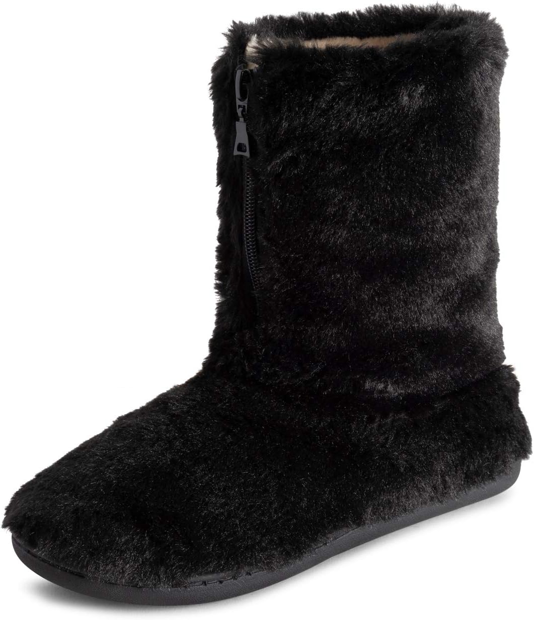 Polar Womens Memory Foam Zipper Faux Fur Covered Rubber Sole Indoor Outdoor Cosy...