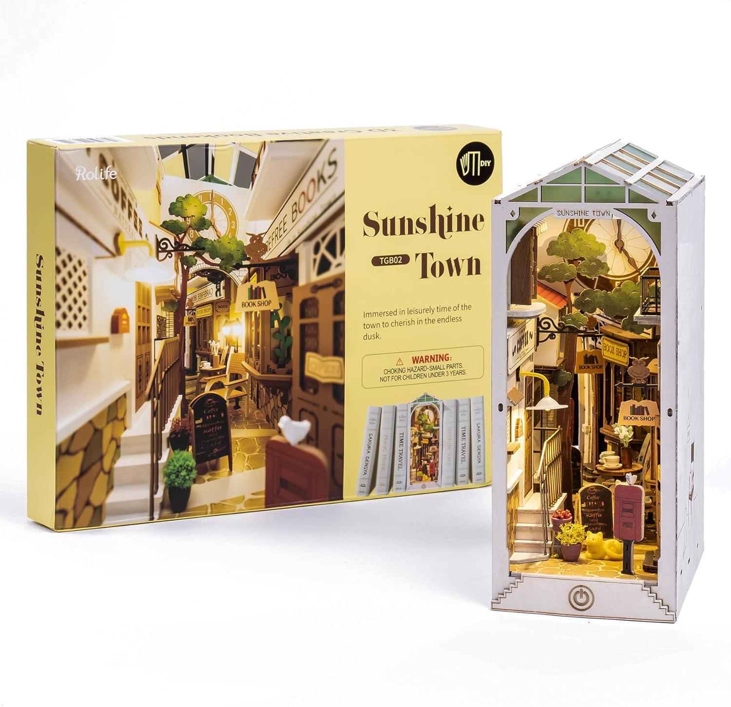 Rolife LED Book Nook Kit-Decorative Bookend Stand-3D Wooden Puzzle for Adults-Bo...