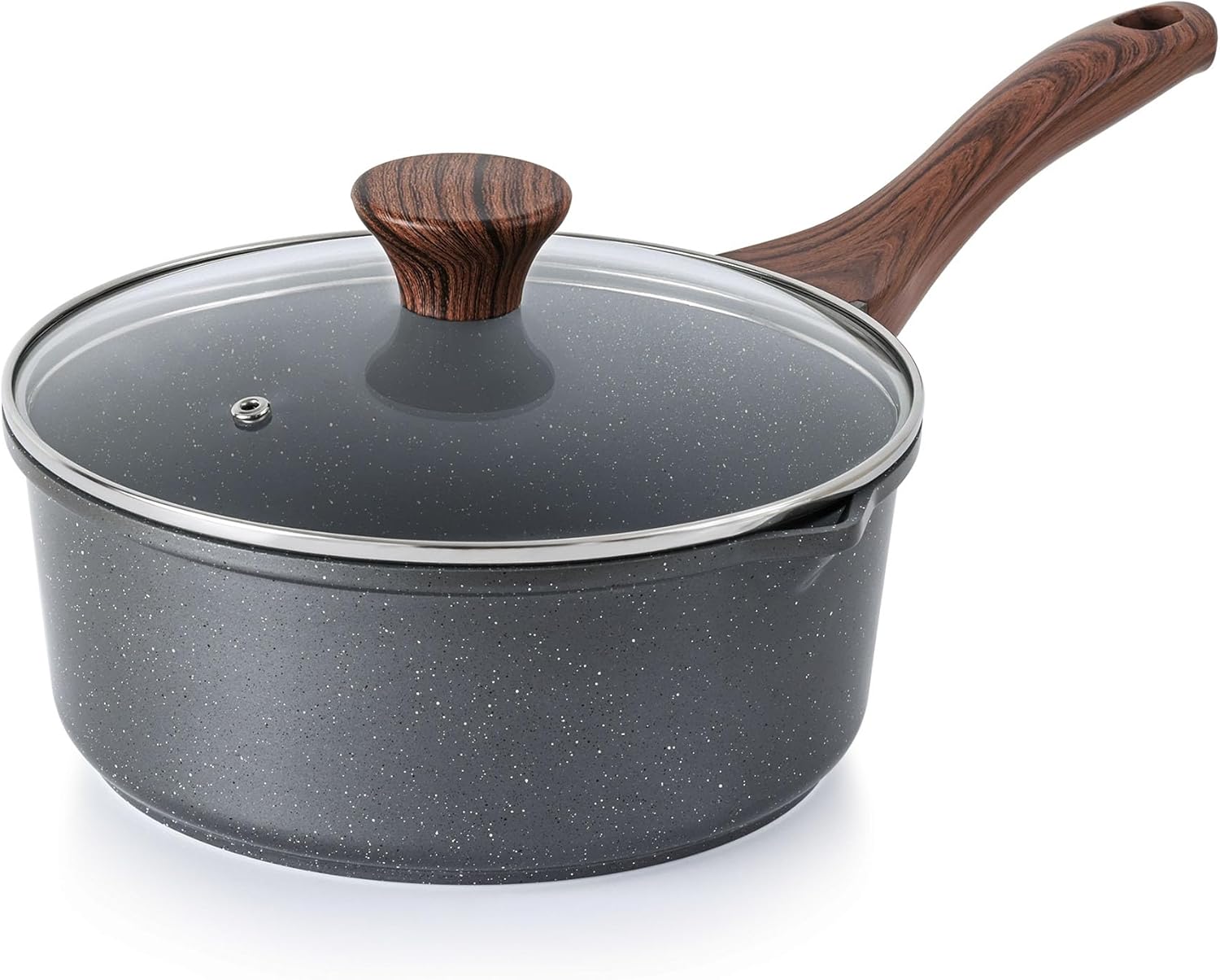 SENSARTE Nonstick Sauce Pan with Double Spout, 3.0 Quarts Swiss Granite Coating...