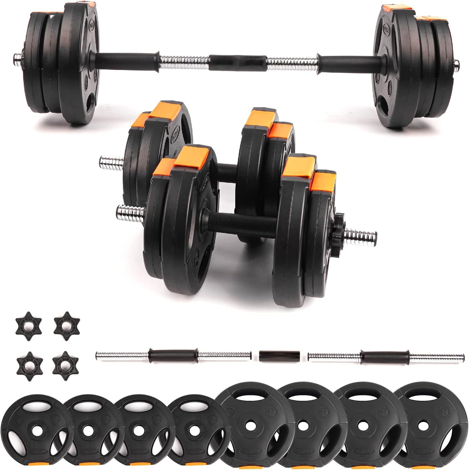 Phoenix Fitness Dumbbells Weight Set - Adjustable 2-in-1 Barbell Set for Exercis...