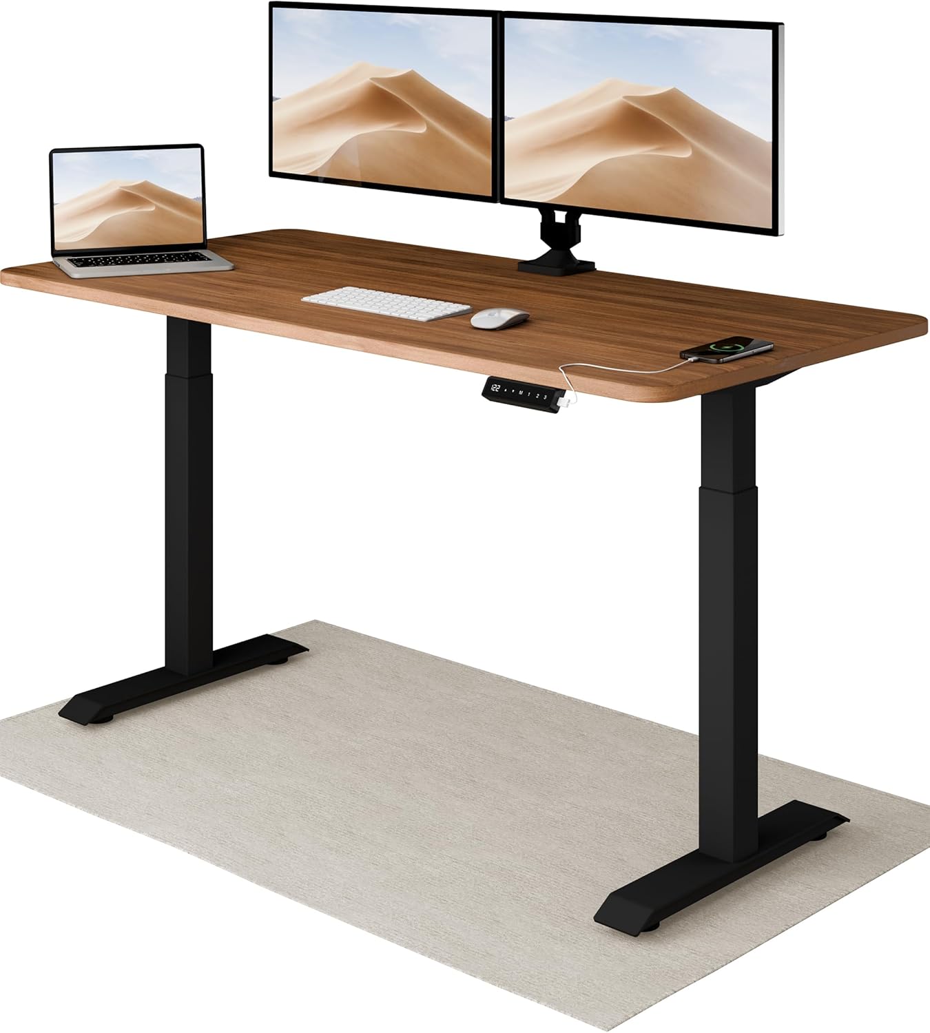 Desktronic Height Adjustable Desk 160 x 80 cm - Fast Dual Motor Sit Stand desk -...
