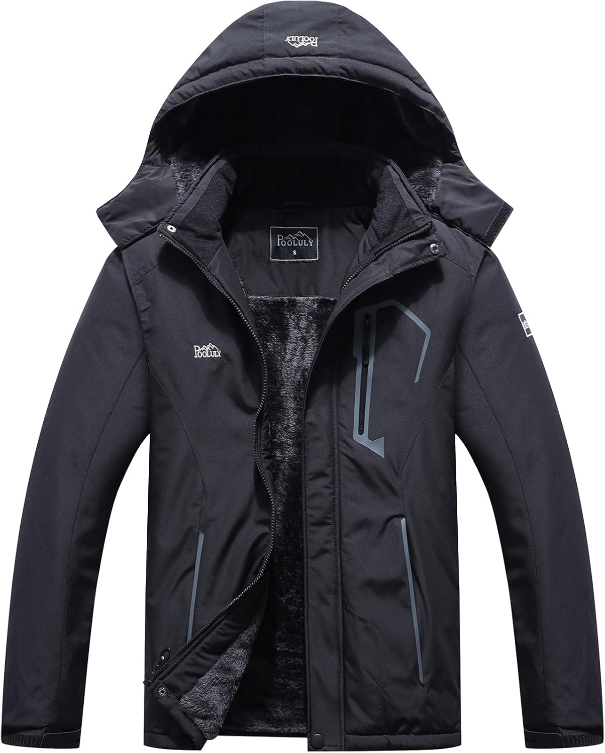 Pooluly Men's Ski Jacket Warm Winter Waterproof Windbreaker Hooded Raincoat Snow...