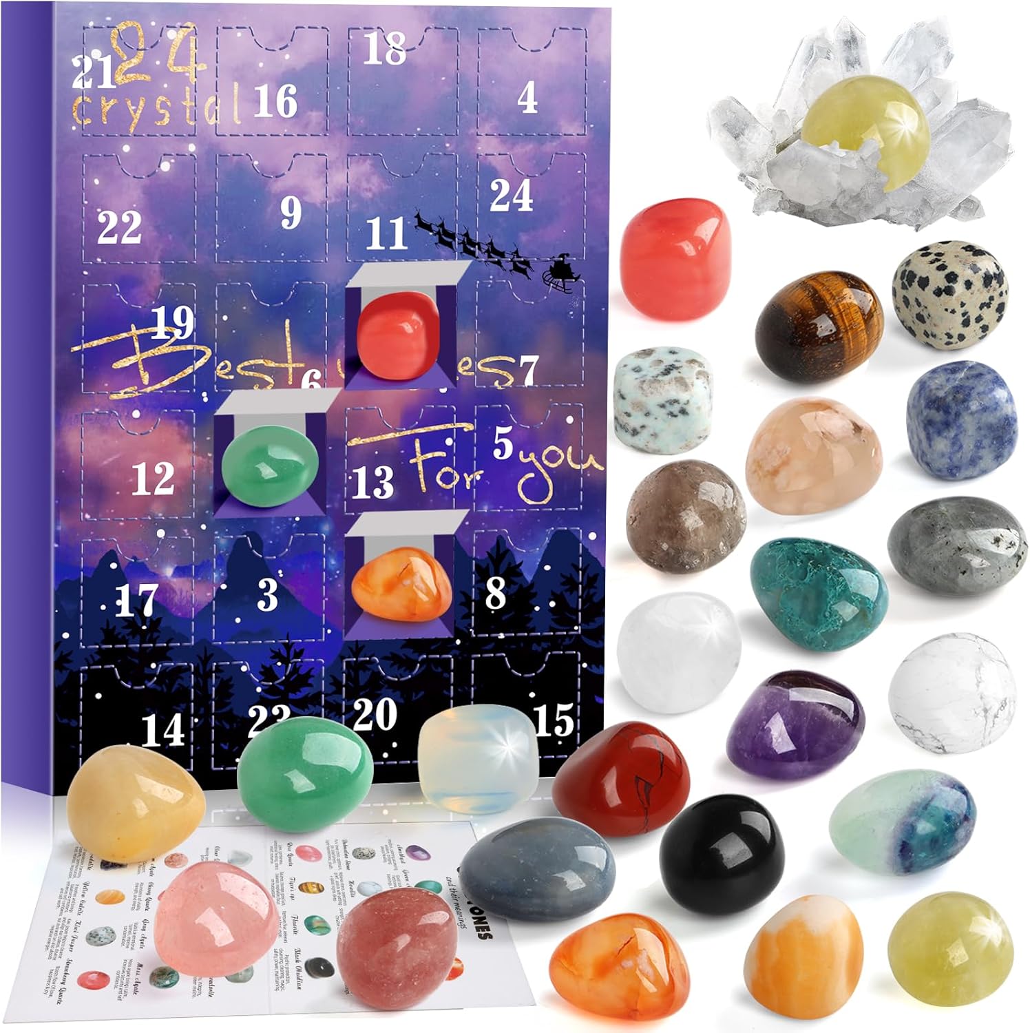 RAMXCION Crystal Advent Calendar 2024 for Kids,24 Days Natural Crystals Minerals...