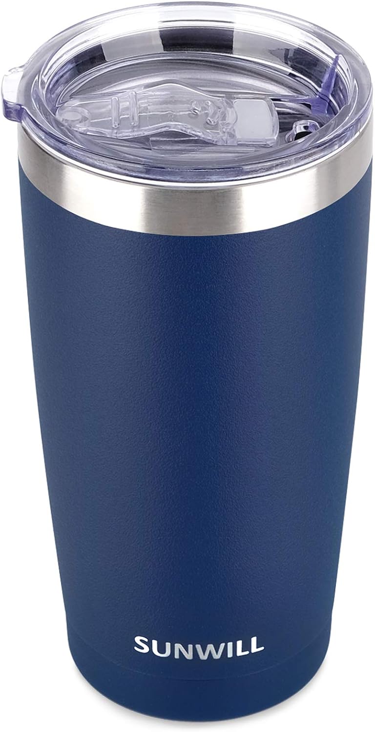 SUNWILL 20oz Tumbler with Lid, Stainless Steel Vacuum Insulated Double Wall Trav...