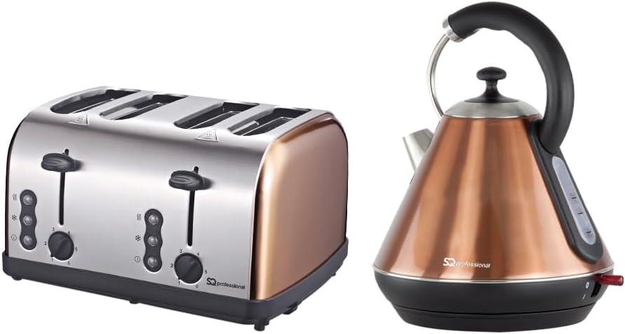 SQ Professional Breakfast Set 2pc Kettle 2200W & 4 Slice Toaster 1500W (Gems 4 S...