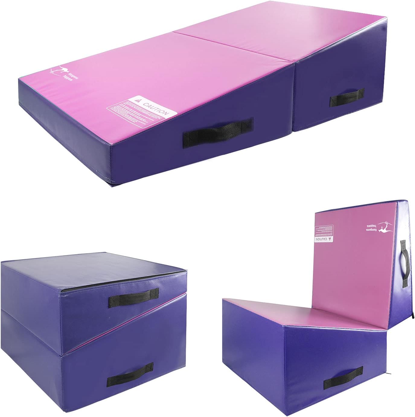 Incline Gymnastics Mat, 48”x24”x14” / 56"x28"x15" / 34”x24”x13” Folding Wedge fo...