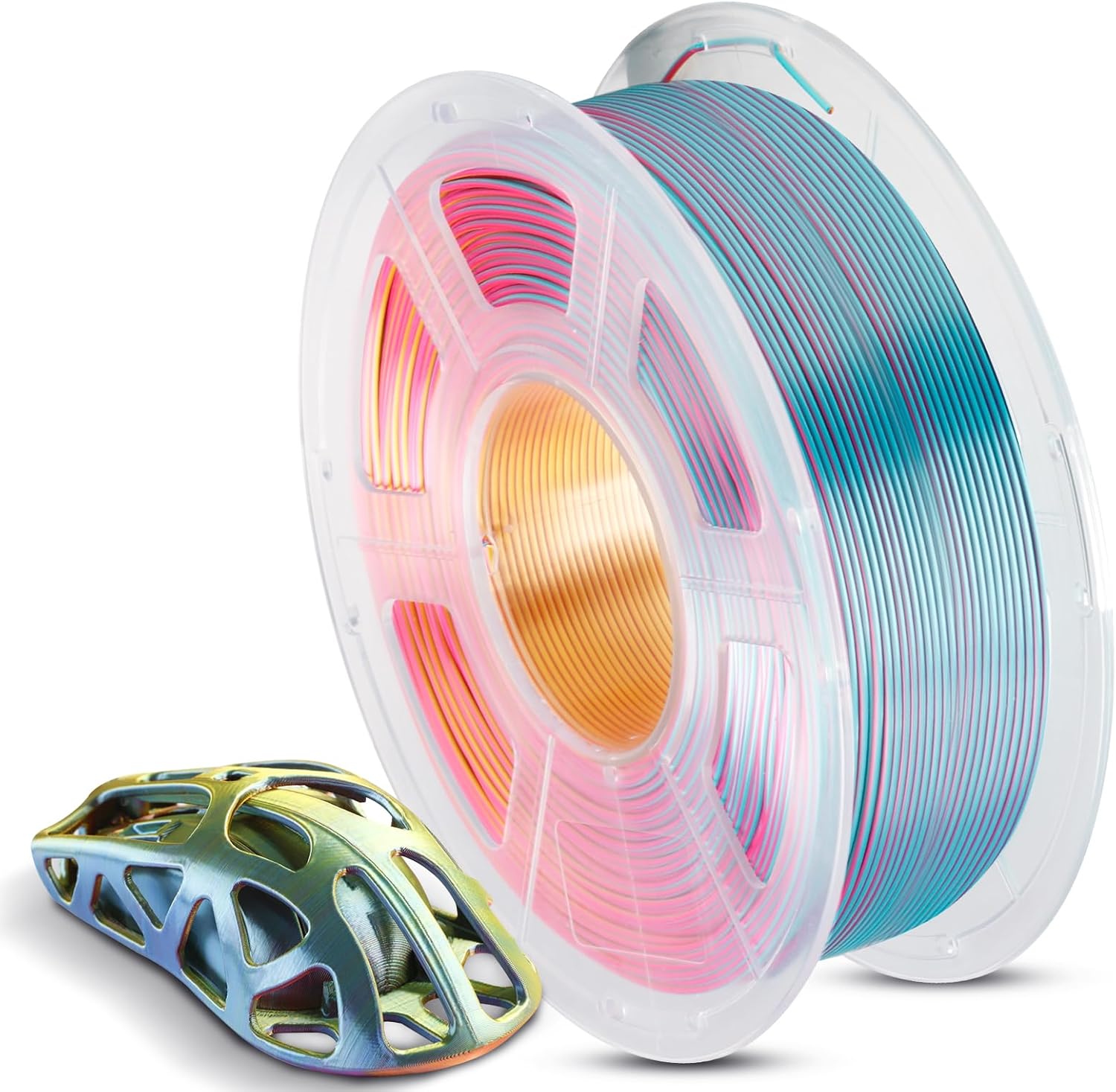 ANYCUBIC Silk PLA Filament 1.75mm 1KG, Shiny Silk Gradient Tri-Color PLA Filamen...