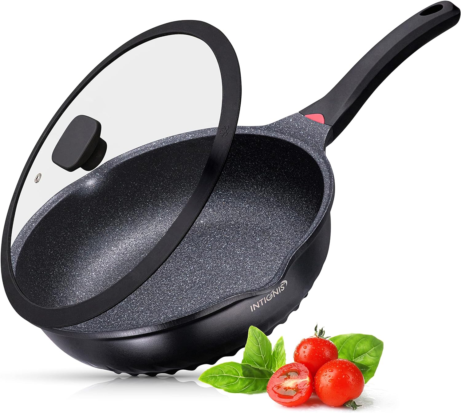 INTIGNIS® Premium 28 cm Deep Frying Pan with Lid | Anti-Scratch | Induction Comp...