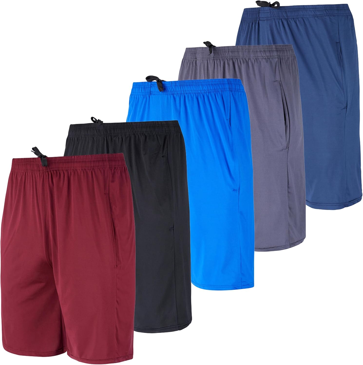 Real Essentials 5 Pack: Men's Dry-Fit Sweat Resistant Active Athletic Performanc...