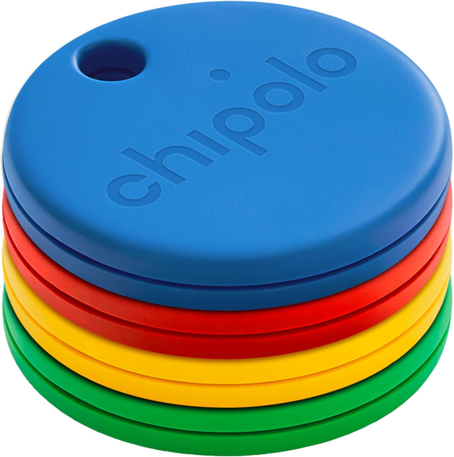 Chipolo ONE - 4 Pack - Key Finder, Bluetooth Tracker for Keys, Backpack, Item Fi...