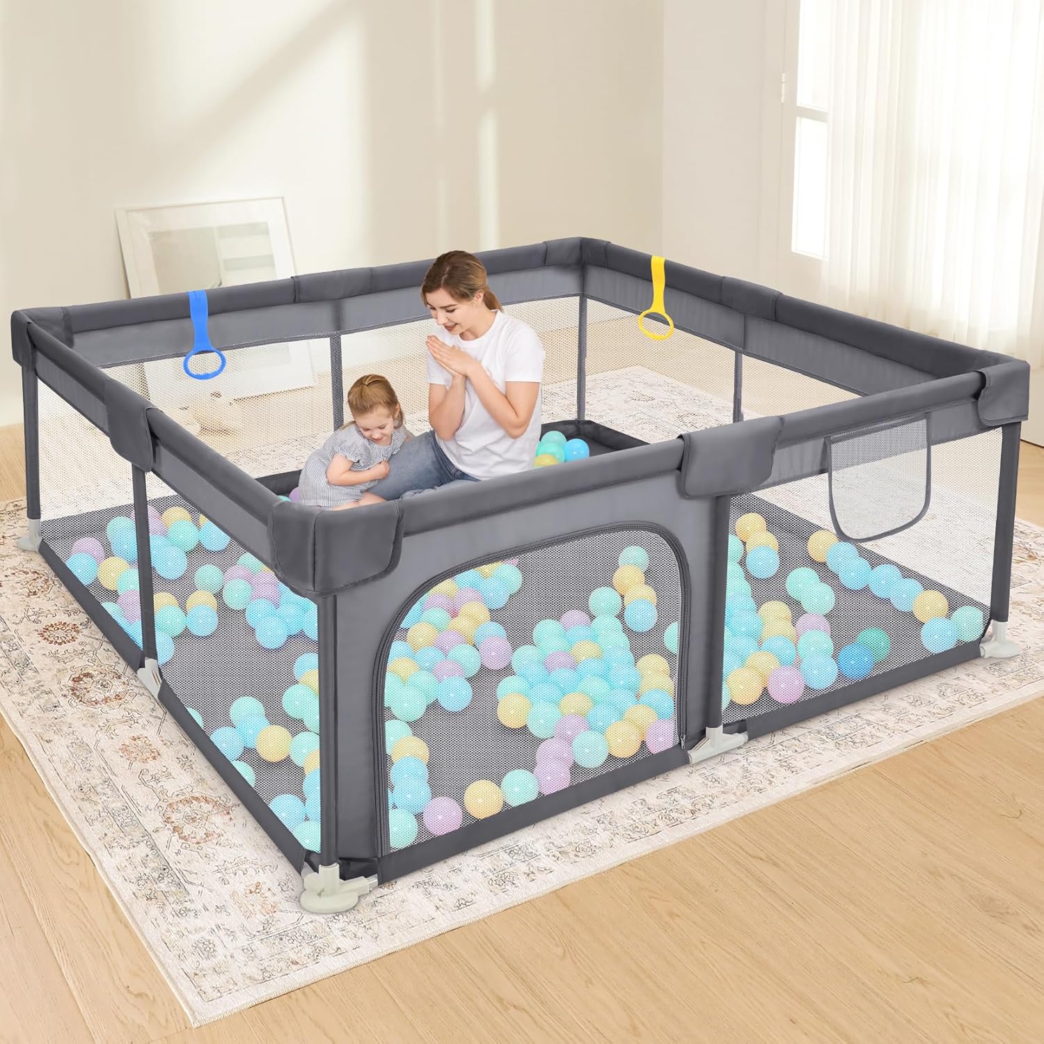Dripex Baby Playpen, 52"×52" Play Pens for Babies and Toddlers, Safe Anti-Fall P...