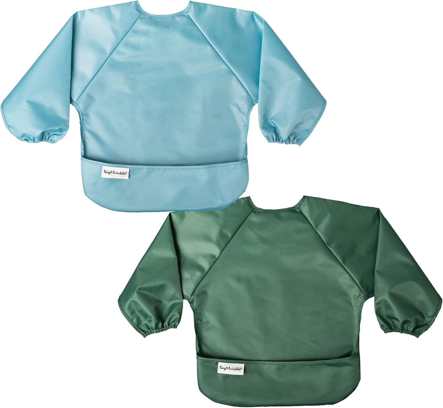 Tiny Twinkle Mess Proof Baby Bib, 2 Pack Long Sleeve Bib Outfit, Waterproof Bibs...