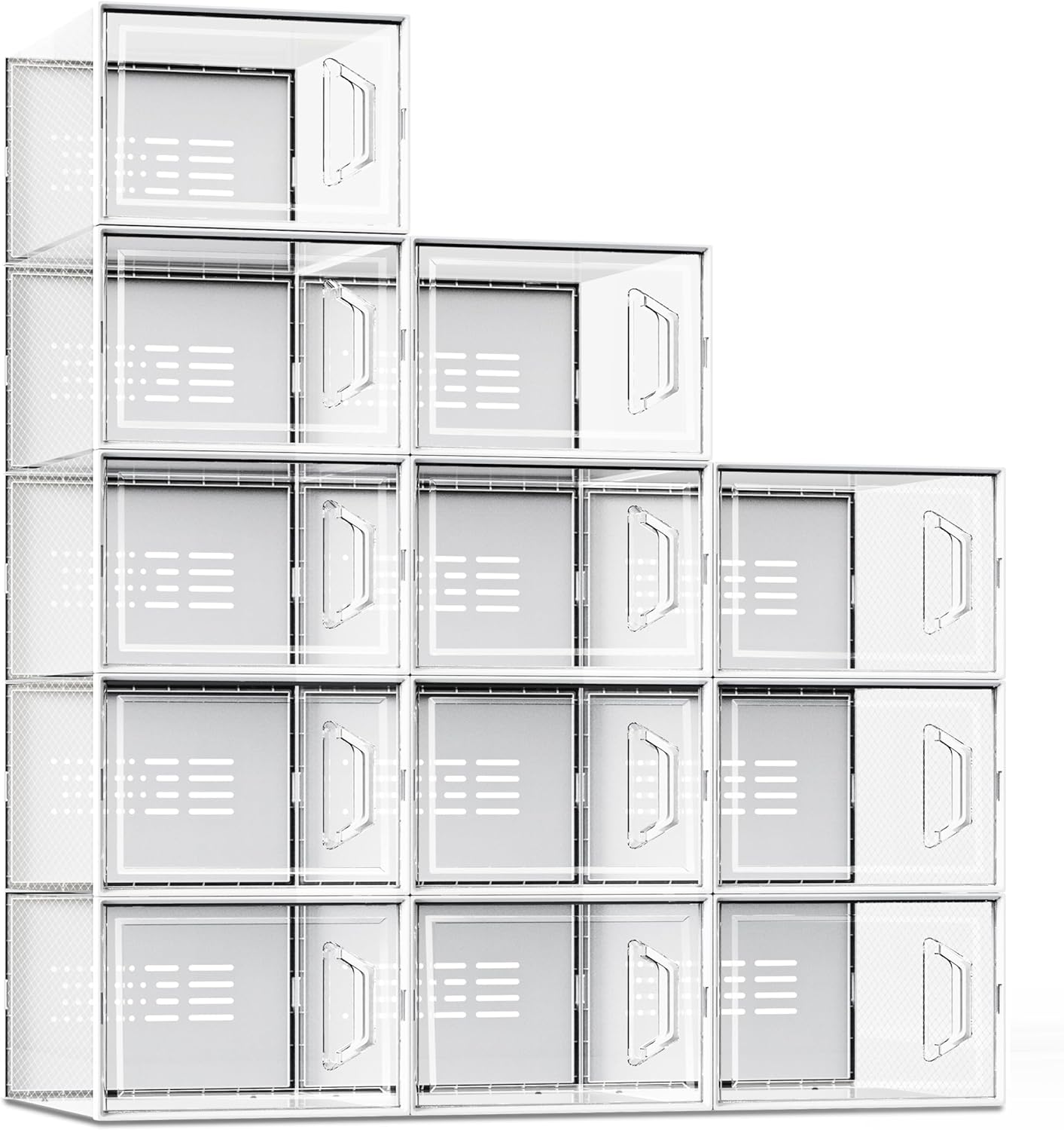 SEE SPRING XX-Large Shoe Storage Box Fit Size 13, Clear Plastic Stackable Shoe O...