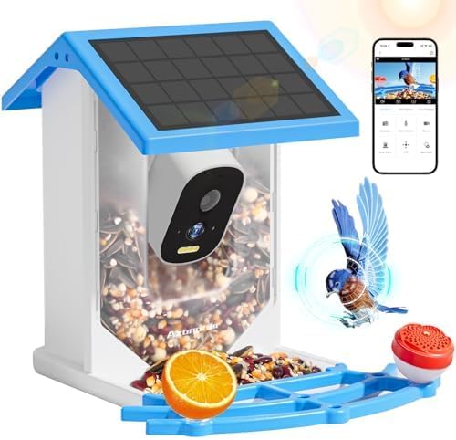 Smart Bird Feeder with Camera,4K HD AI Identify Camera, Bird House with Cam, Sol...
