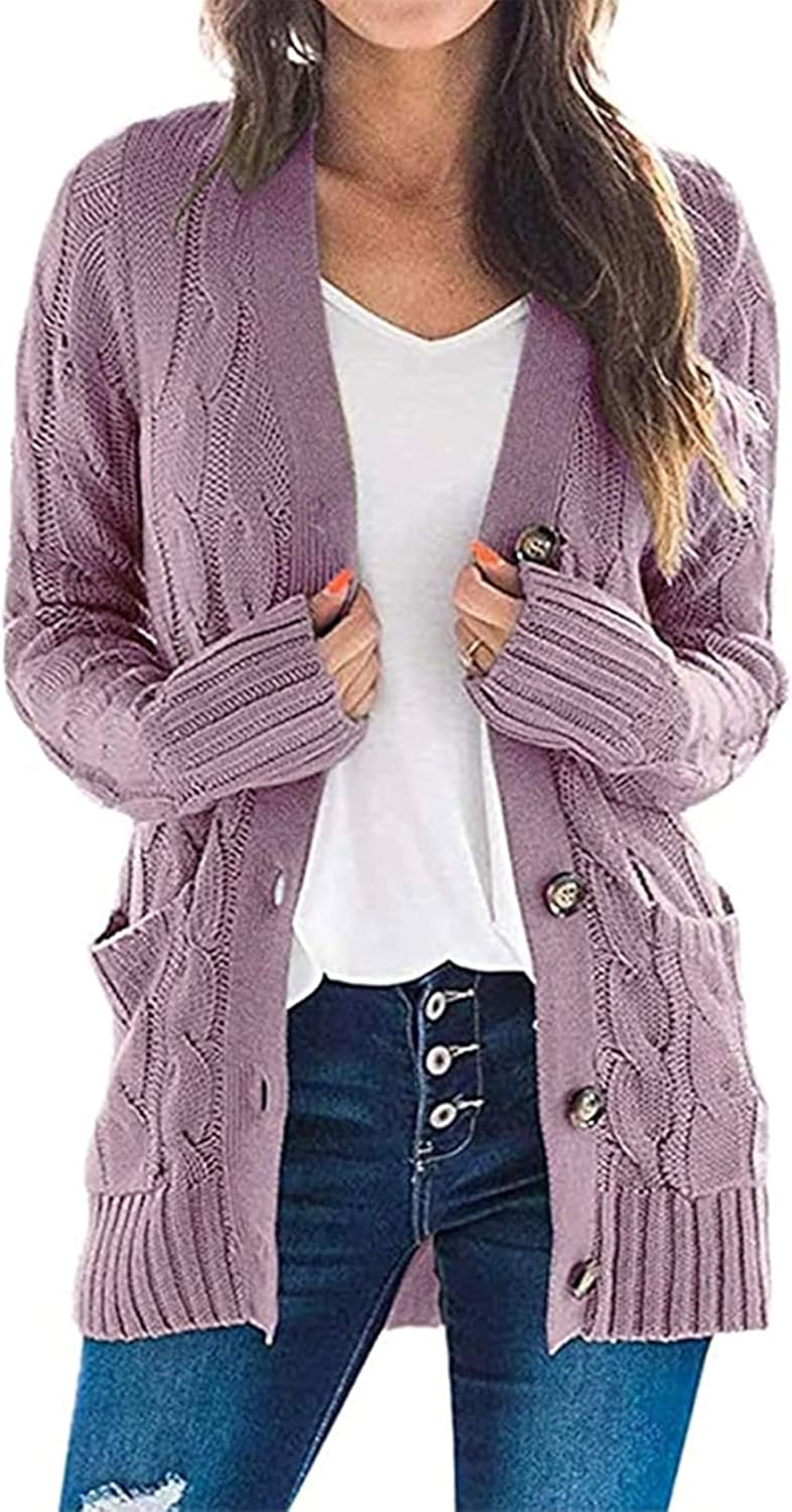 PRETTYGARDEN Women's Open Front Cardigan Sweaters Fall Fashion Button Down Cable...