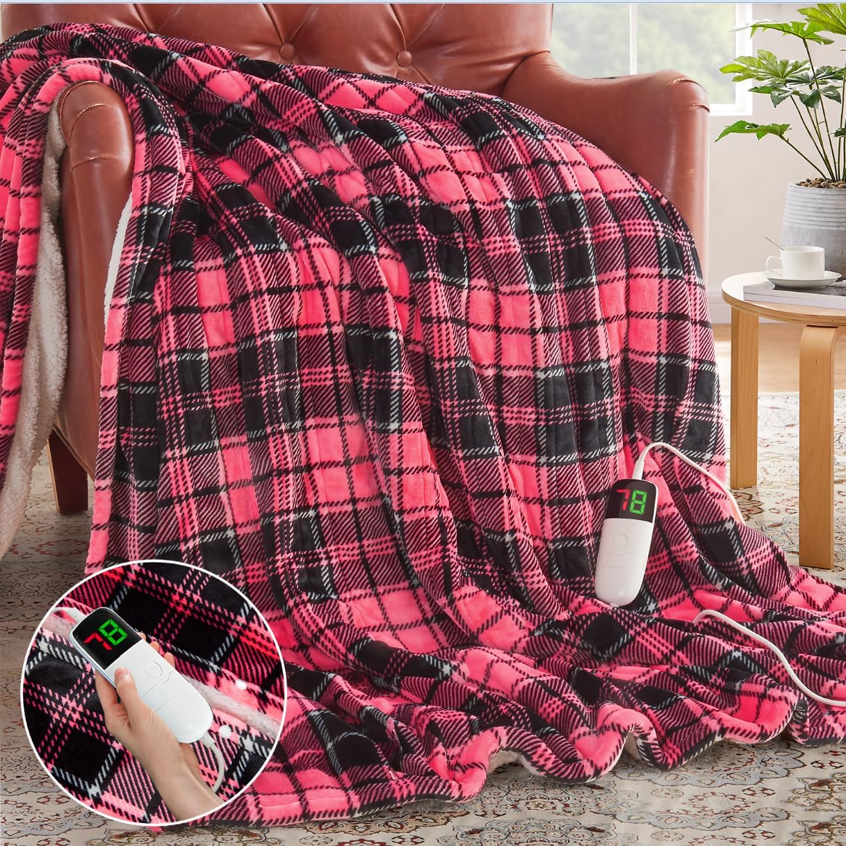 Heated Blanket Electric Throw, 50X60, Heating Throw with 10 Heating Levels & 8 H...