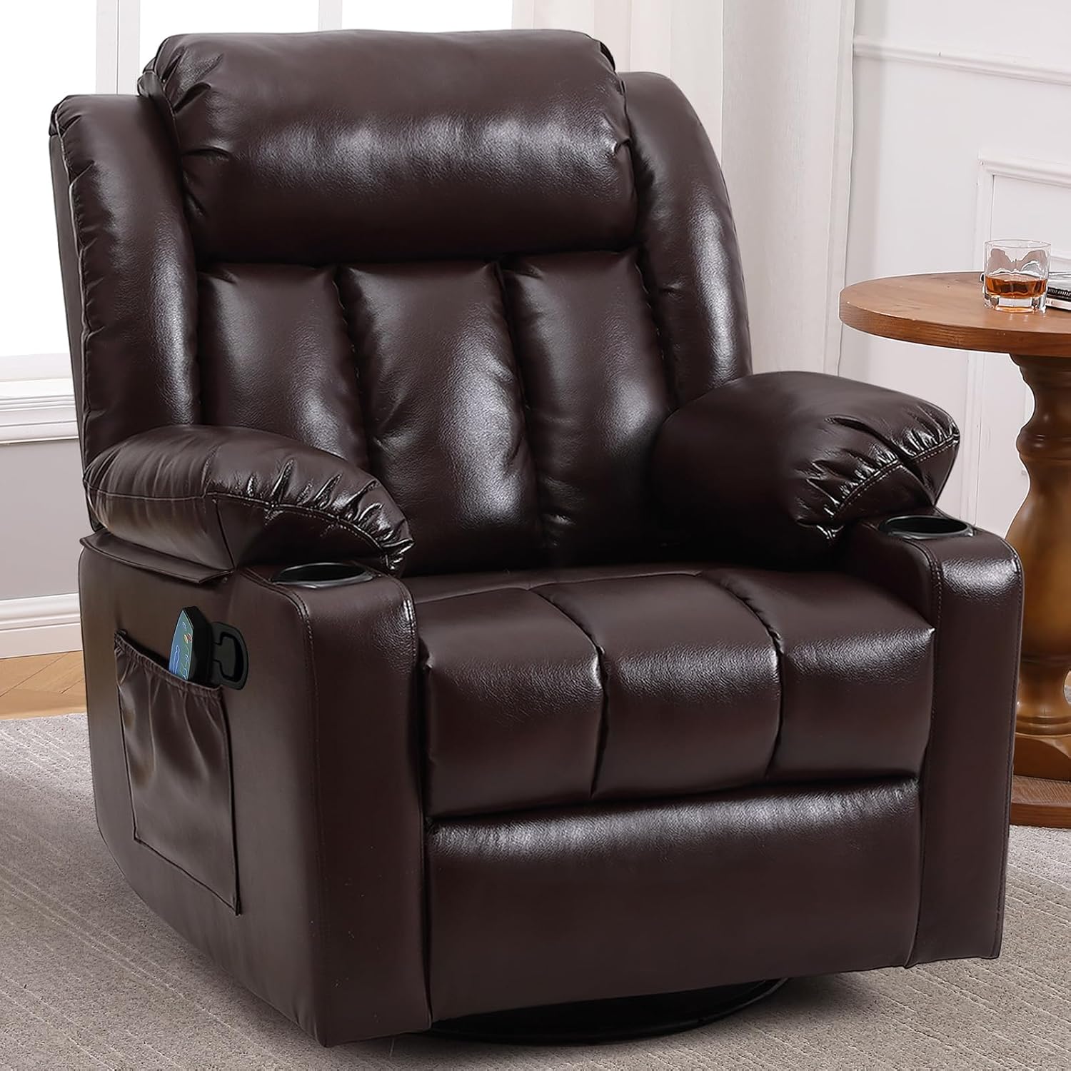 Rocker Swivel Recliner Chair for Adults, Overstuffed Large Manual Recliner Glide...
