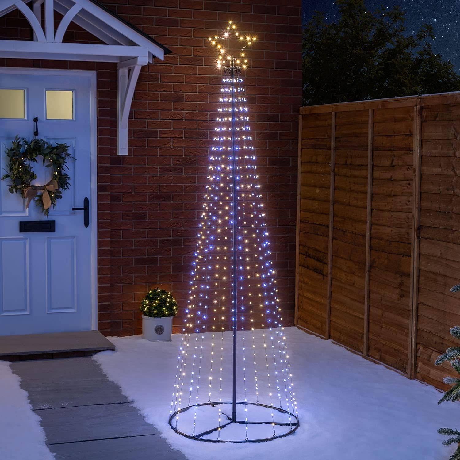 CHRISTOW Maypole Christmas Tree, Light Up Outdoor Decoration, Flashing White and...