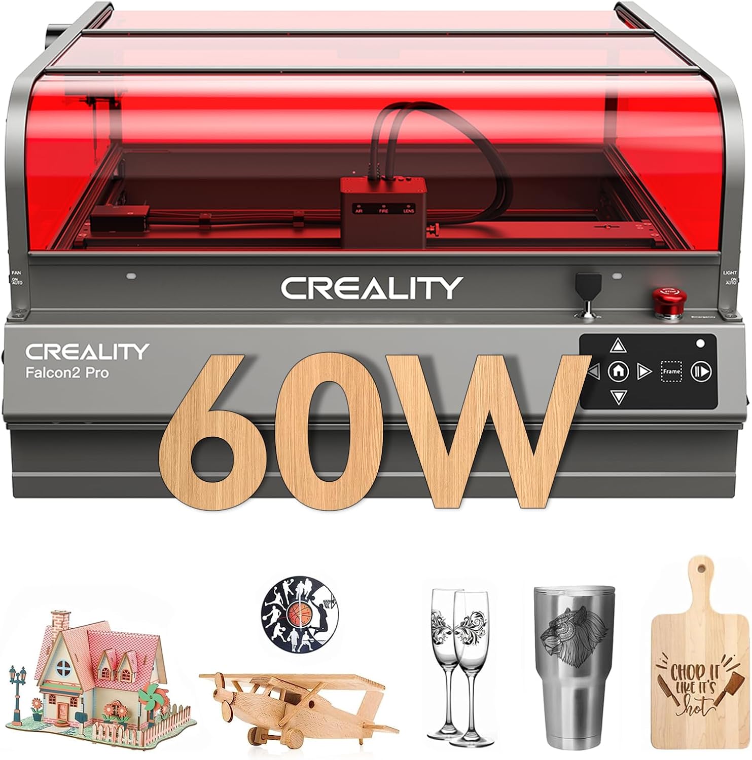 Creality Falcon2 Pro 60W Laser Engraver, Desktop Diode Laser Cutter and Engraver...