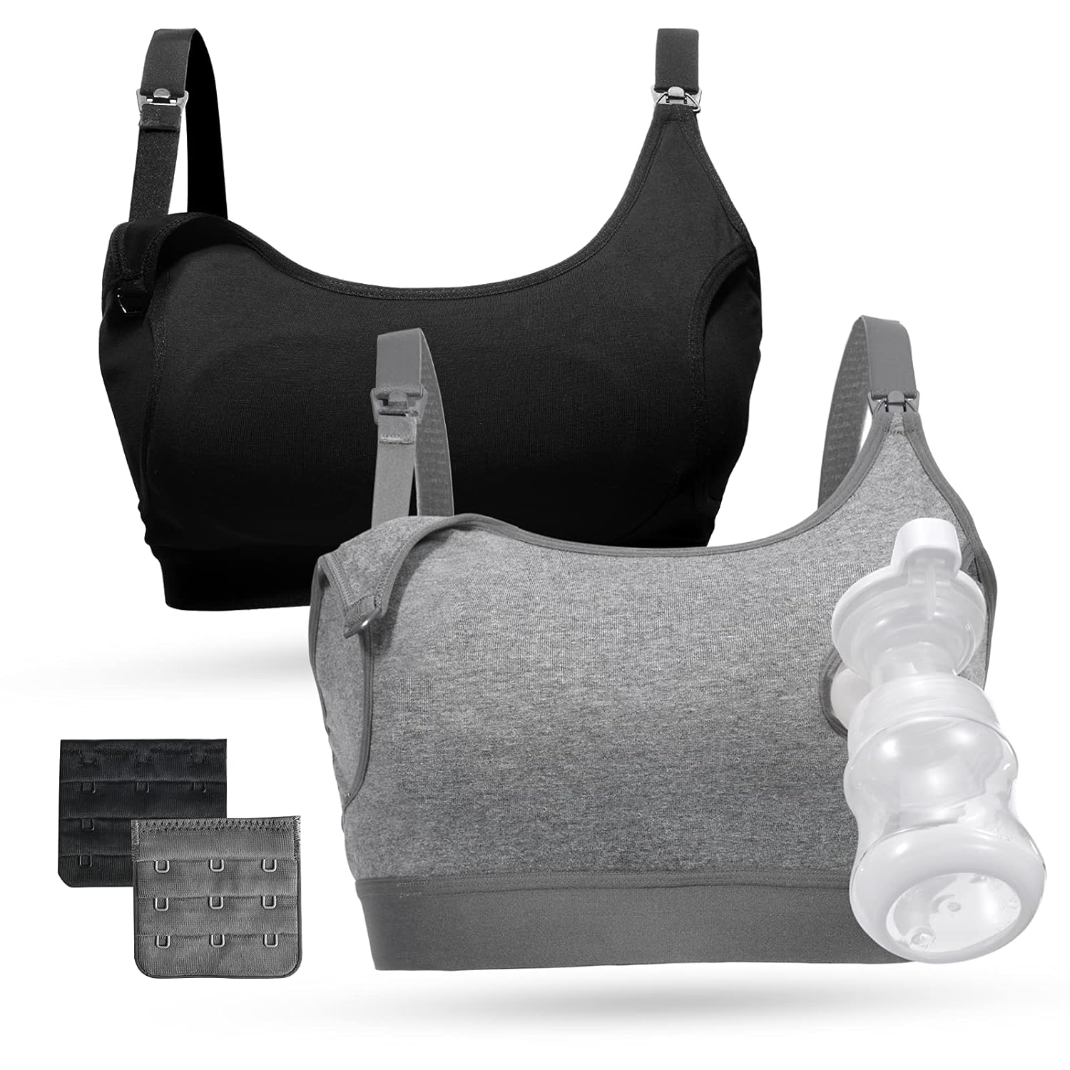 Momcozy Pumping Bra, Pumping Bra Hands Free 2 Pack Comfortable All Day Wear Pump...