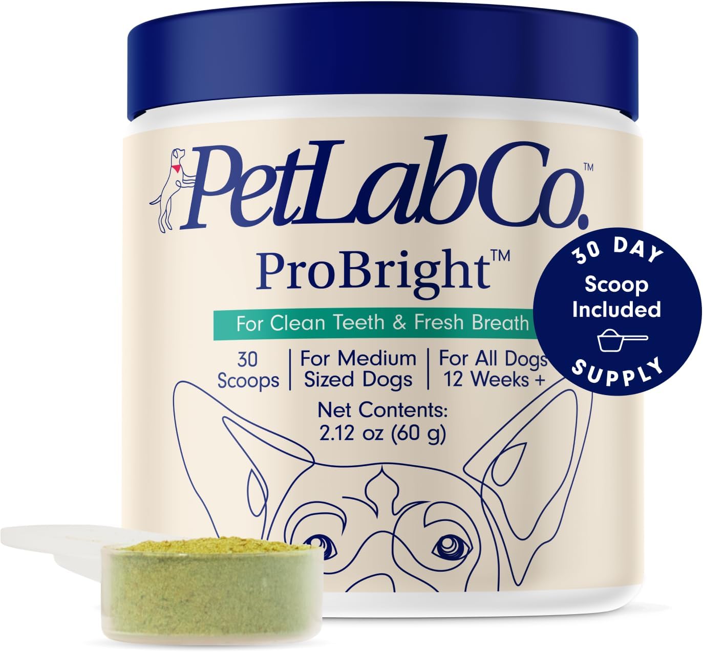 PetLab Co. ProBright Dental Powder - Dog Breath Freshener - Teeth Cleaning Made...