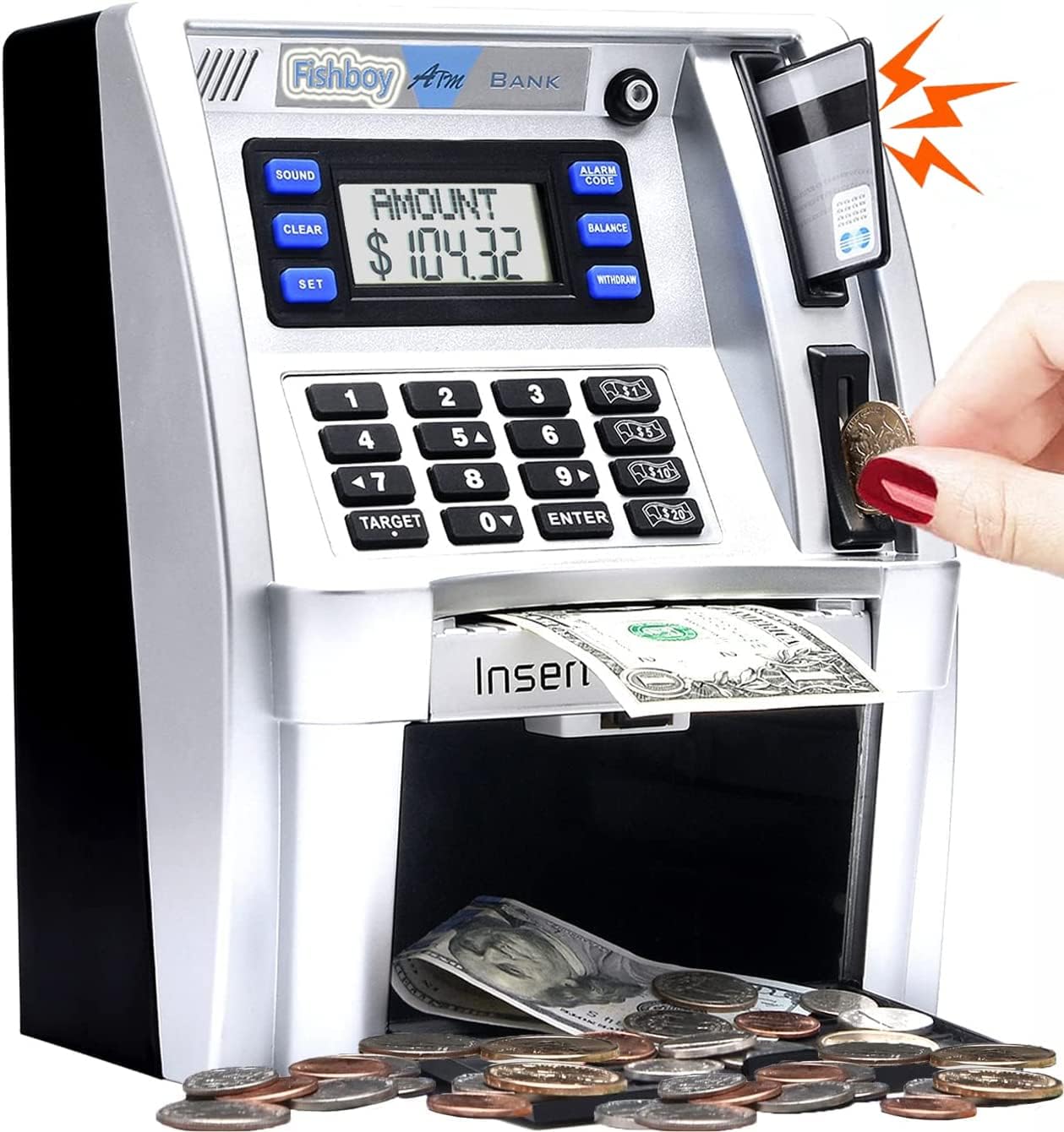 2024 Upgraded ATM Piggy Bank for Kids with Power-Off Memory and Debit Card for R...