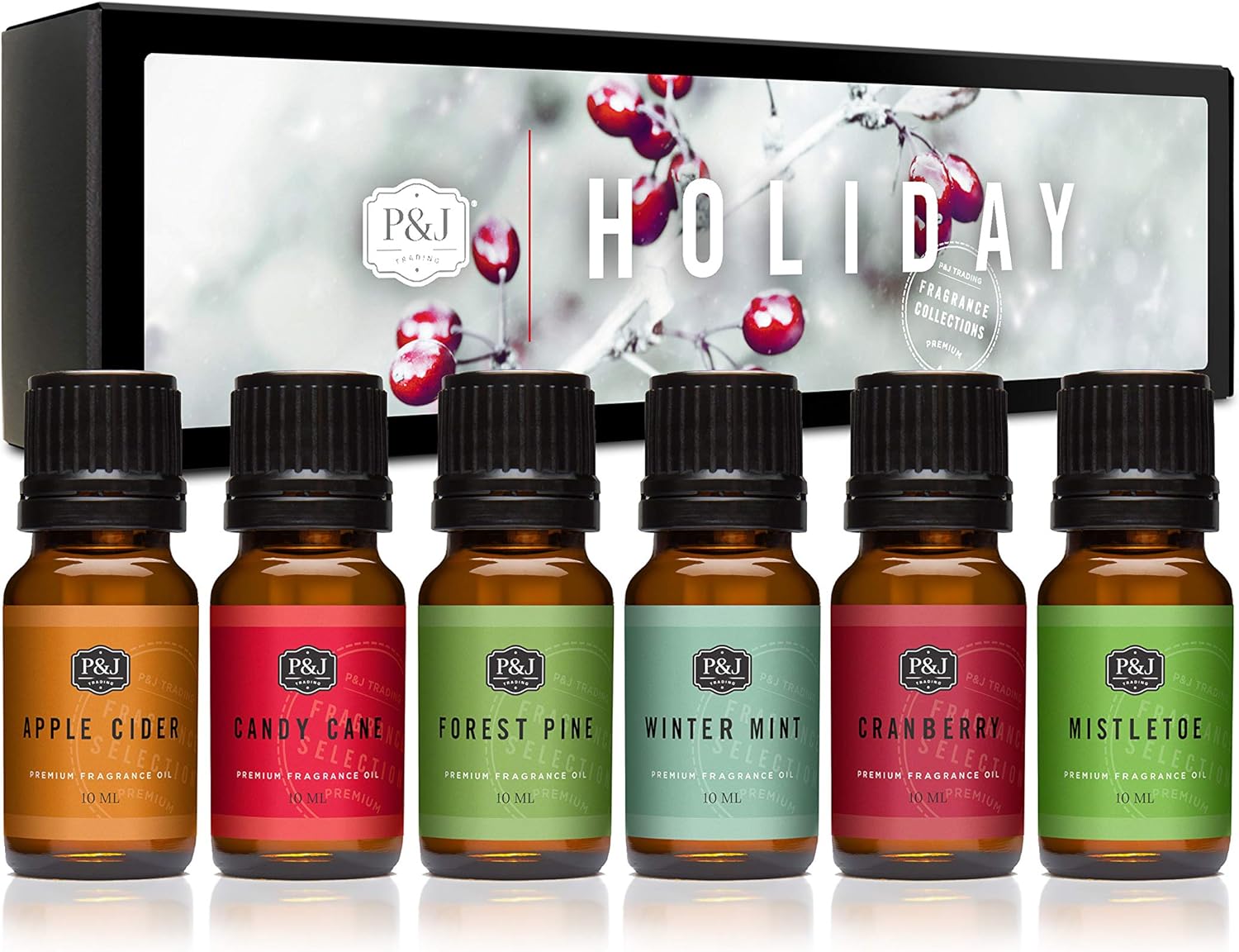 P&J Fragrance Oil Holiday Set | Mistletoe, Candy Cane, Wintermint, Apple Cider,...