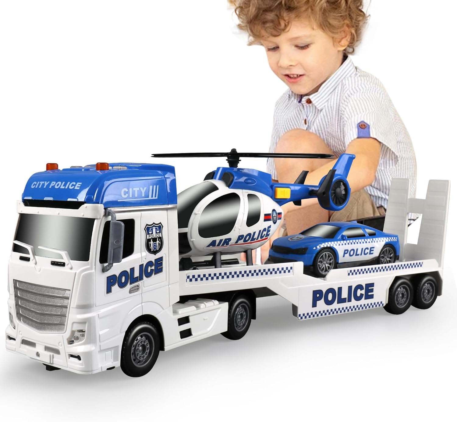 Dwi Dowellin Toddler Boy Toys for 3 4 5 6 Year Old, 25" Semi Truck Toy with Raci...