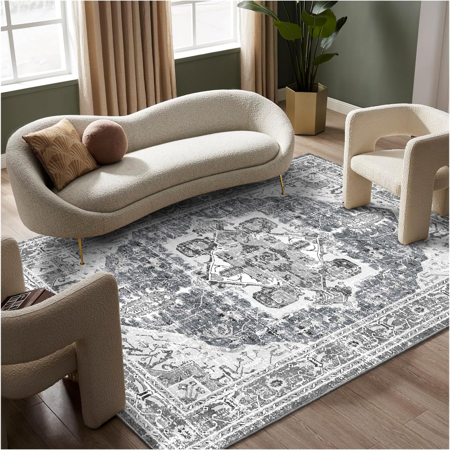 5x7 Area Rugs - Machine Washable Area Rugs 5x7 for Living Room, Soft Washable Ru...