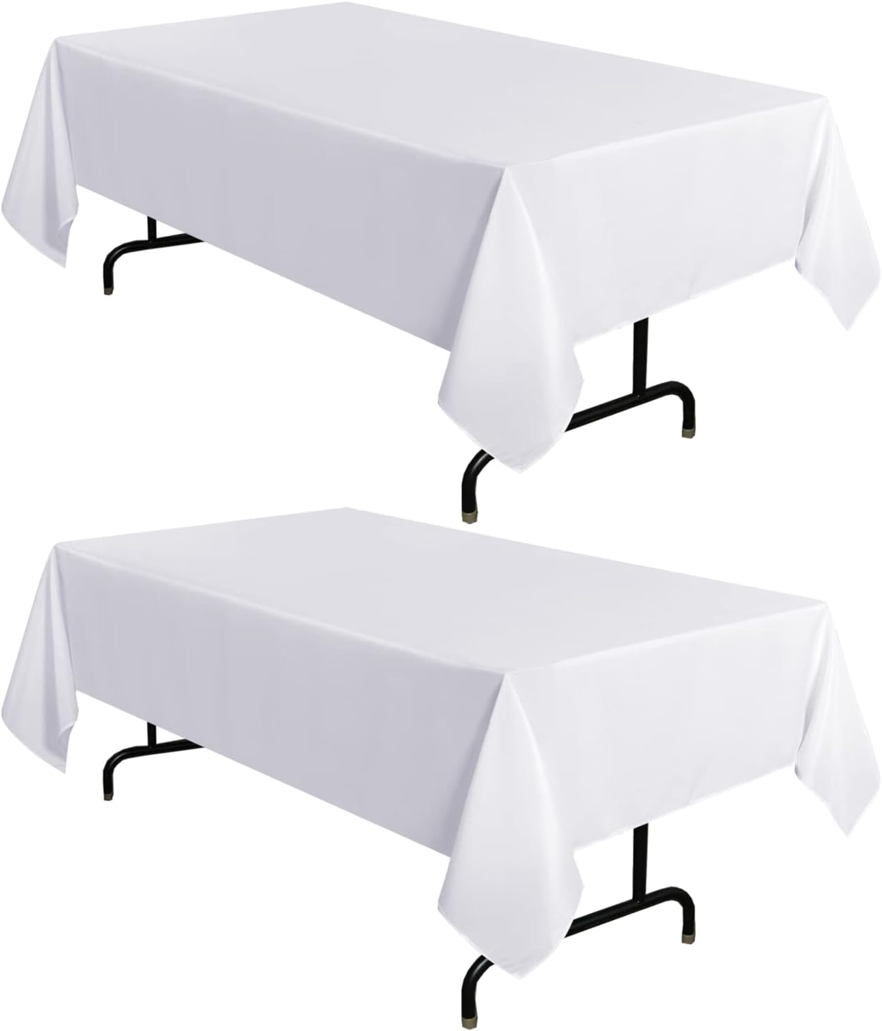 sancua 2 Pack White Tablecloth 60 x 102 Inch, Rectangle 6 Feet Table Cloth - Sta...