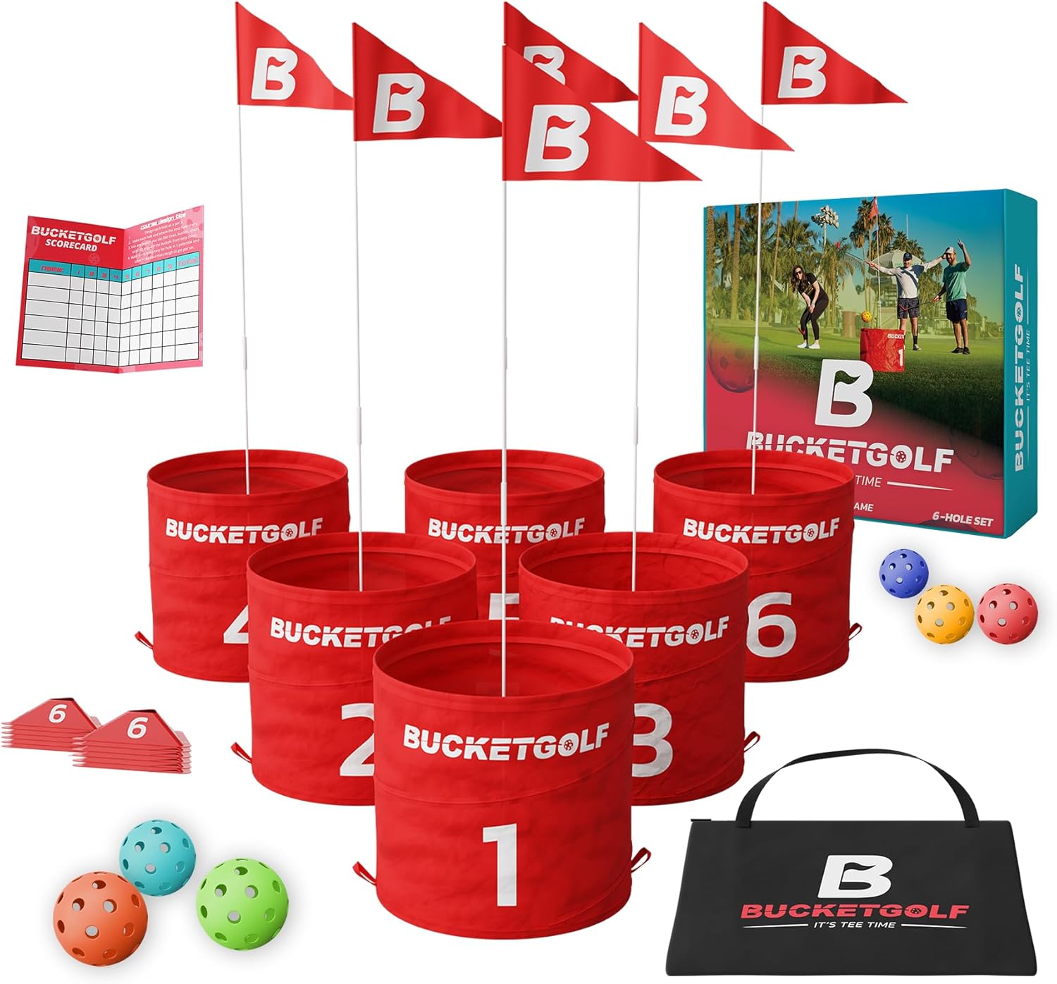 bucketgolf The Ultimate Backyard Golf Game for Kids and Adults - Portable 6 Hole...
