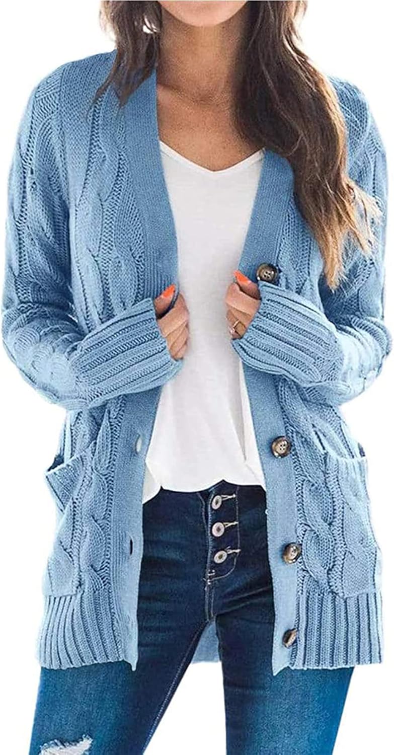 PRETTYGARDEN Women's Open Front Cardigan Sweaters Fall Fashion Button Down Cable...