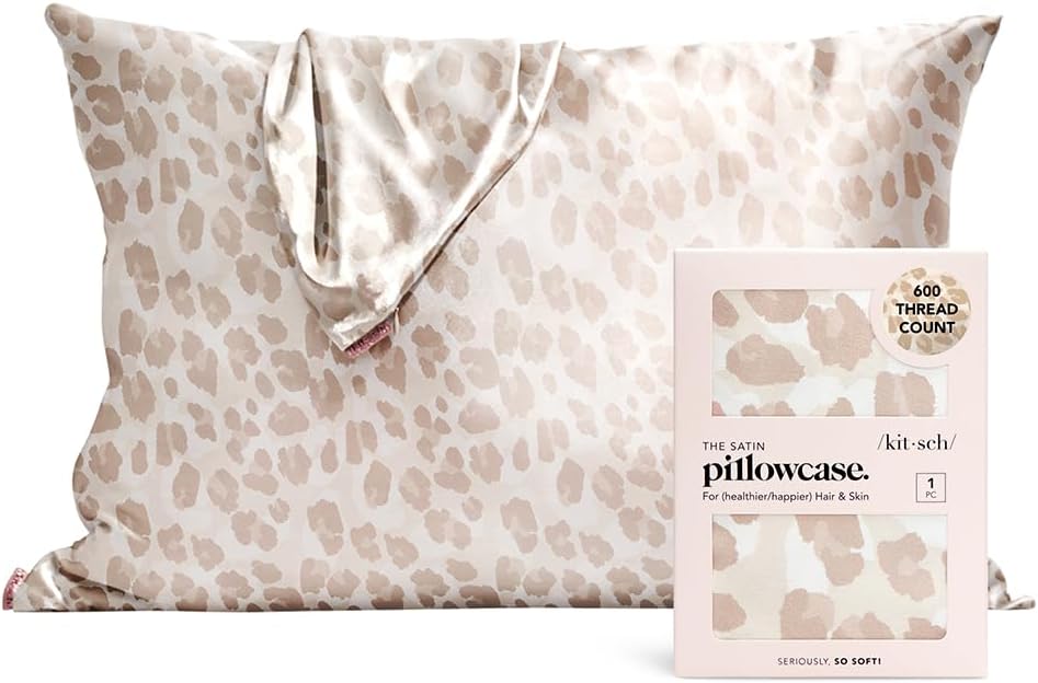 Kitsch Satin Pillowcase with Zipper for Hair & Skin, Softer Than Silk Pillow Cas...