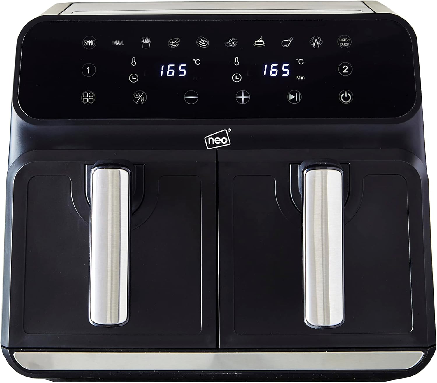 Neo Black Dual Twin Zone Double Drawer Electric Air Fryer 8.5L Digital Instant K...
