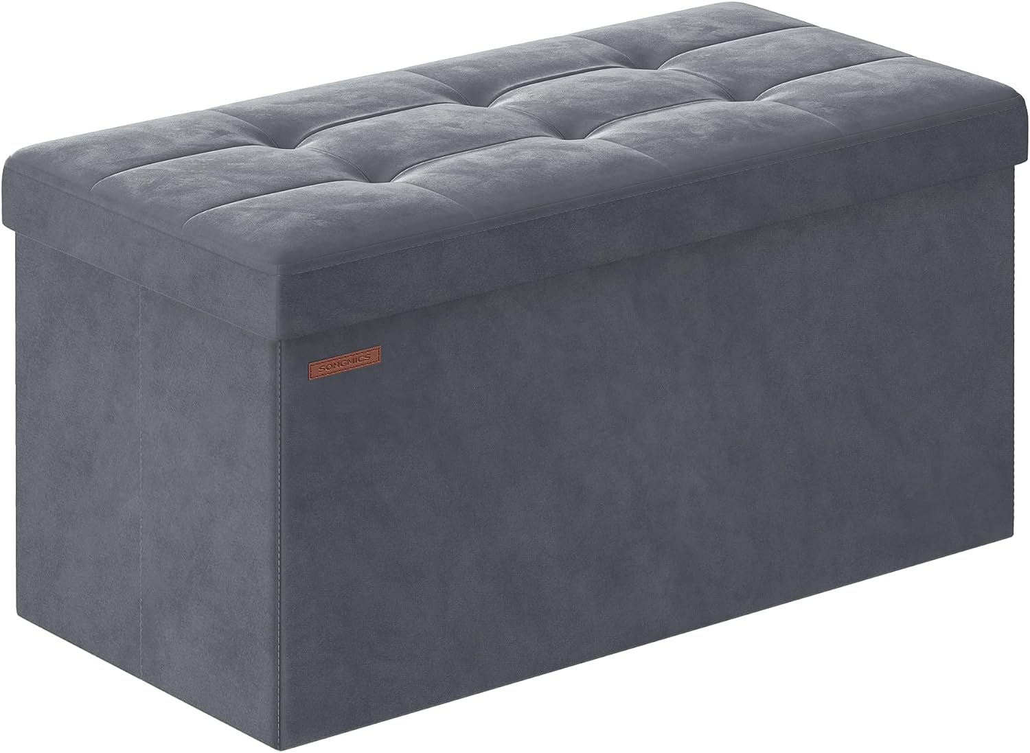 SONGMICS Storage Ottoman, Foldable Small Ottoman Foot Rest, 38 x 76 x 38 cm Foot...