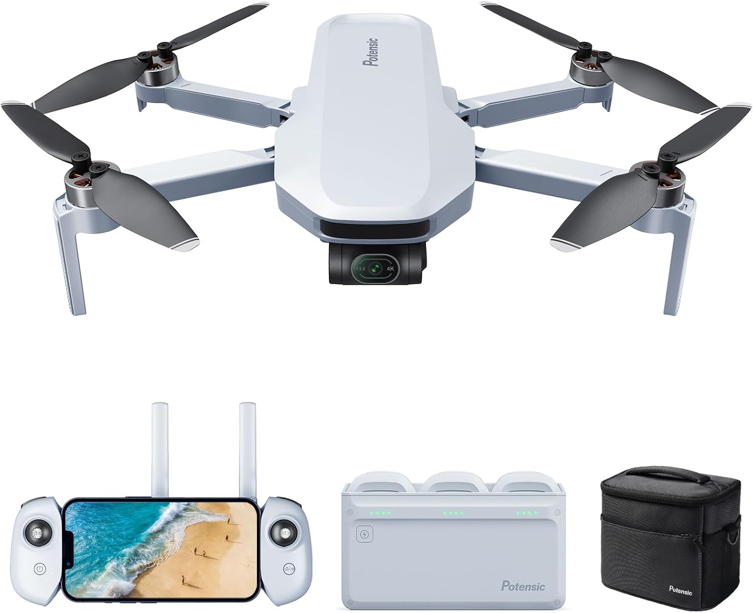 Potensic ATOM Combo 4K GPS Drone, 3-Axis Gimbal, 6KM Transmission <249g, 32-min...