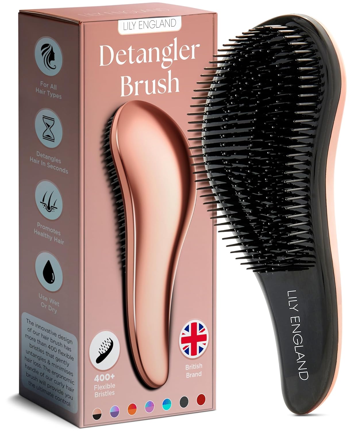 Lily England Detangler Brush for Curly Hair, Thick, Straight & Natural Hair - Ge...
