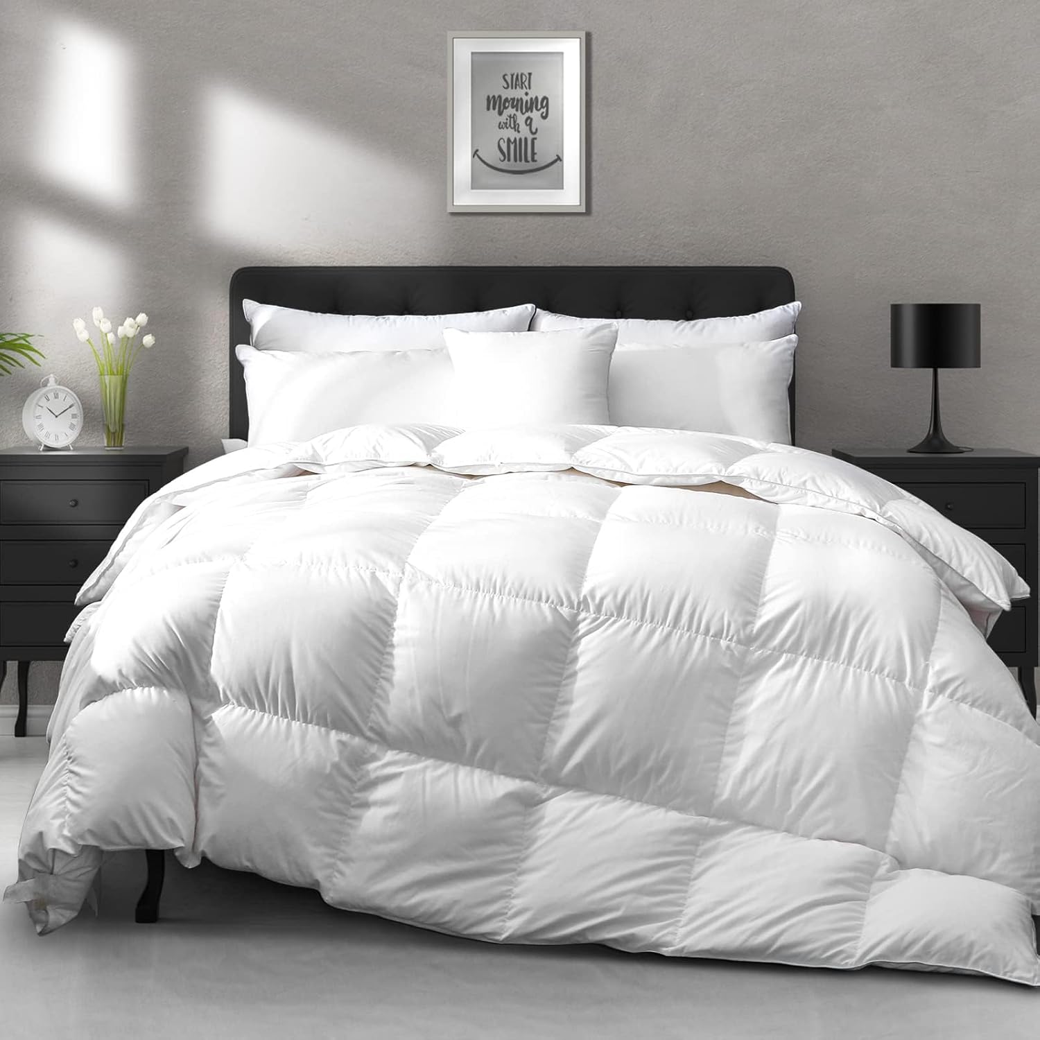 APSMILE Lightweight Down Feather Fibers Comforter King Size - Cooling Bed Comfor...