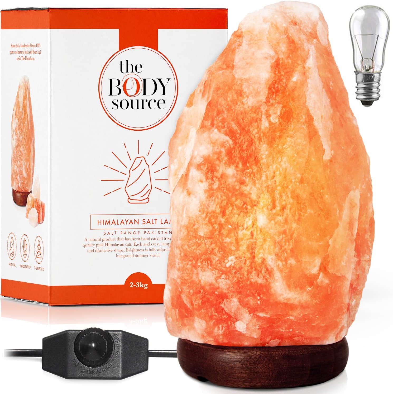The Body Source Himalayan Salt Lamp (3-5kg) with Dimmer Switch - All Natural and...