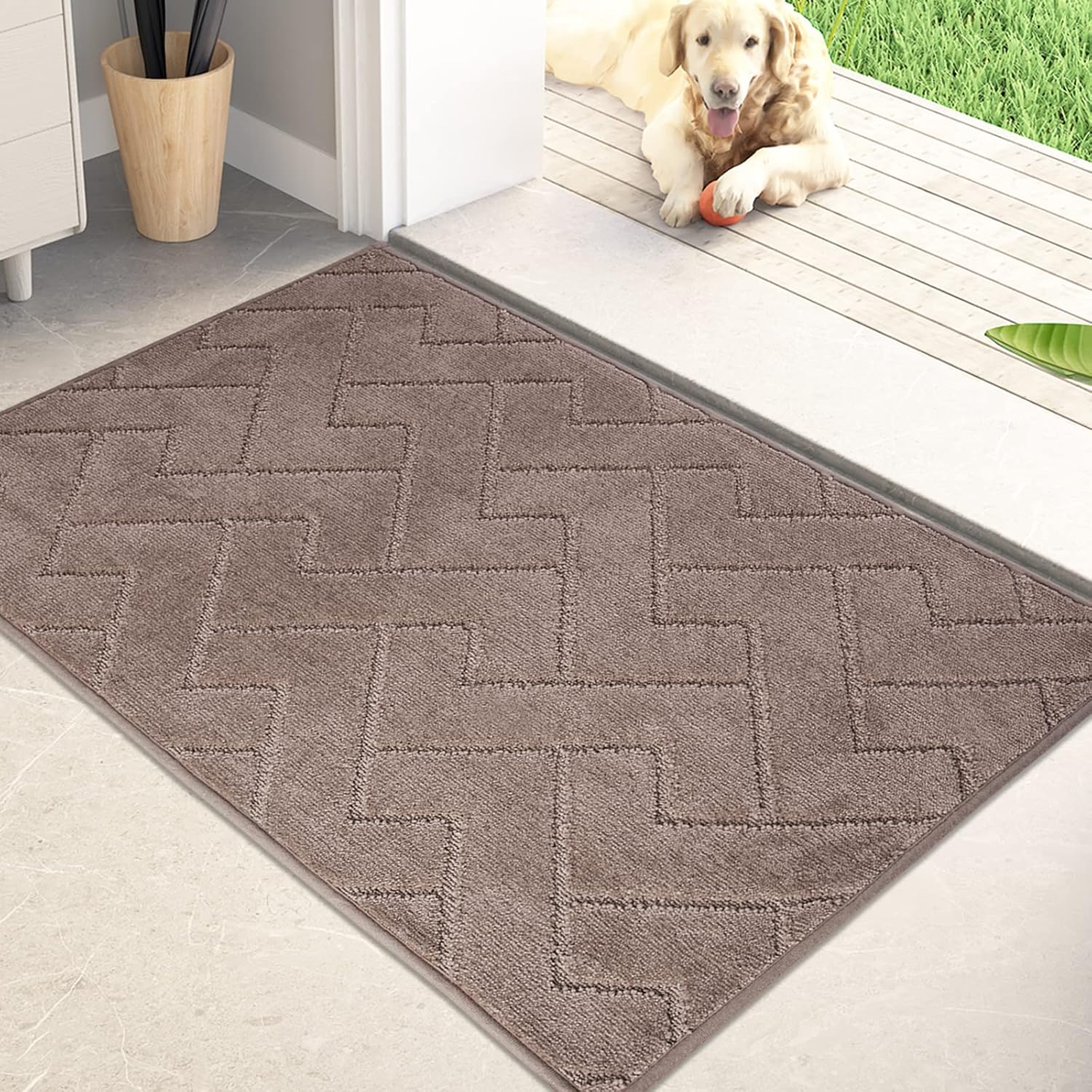 PURRUGS Dirt Trapper Door Mat 24" x 35.5", Non-Slip Machine Washable Entry Rug,...
