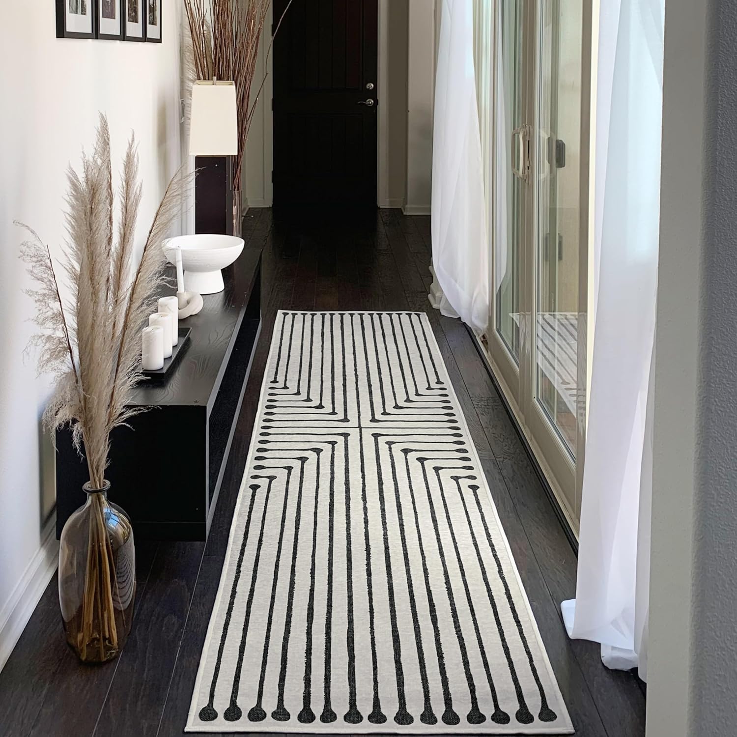 RUGGABLE x Jonathan Adler Washable 2x12 Runner Rug, Black and White, Premium Rug...