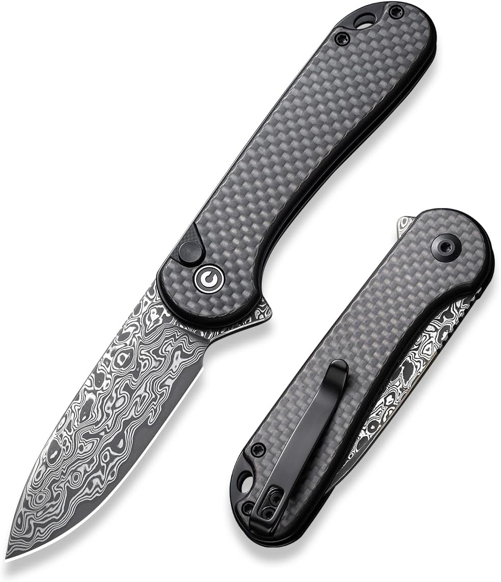 CIVIVI Elementum II Pocket Folding Knife, 2.96" Damascus Blade Utility Knife wit...