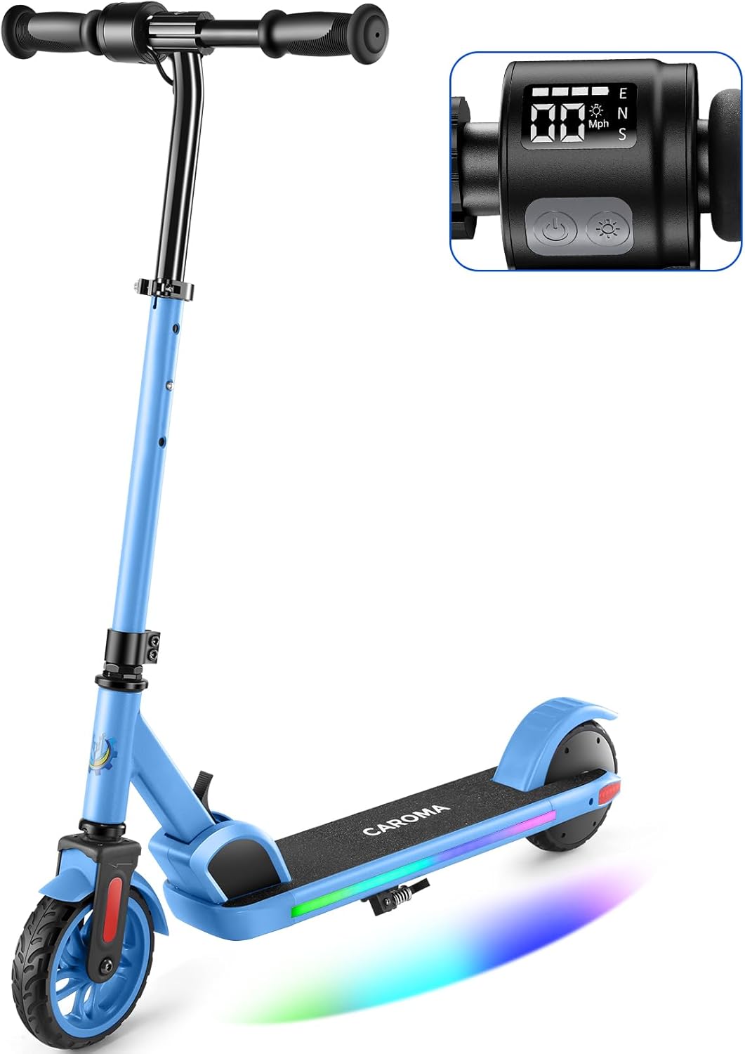 Caroma Electric Scooter for Kids Ages 6-14, 150W/180W Motor, 10 mph, 80 mins Rid...