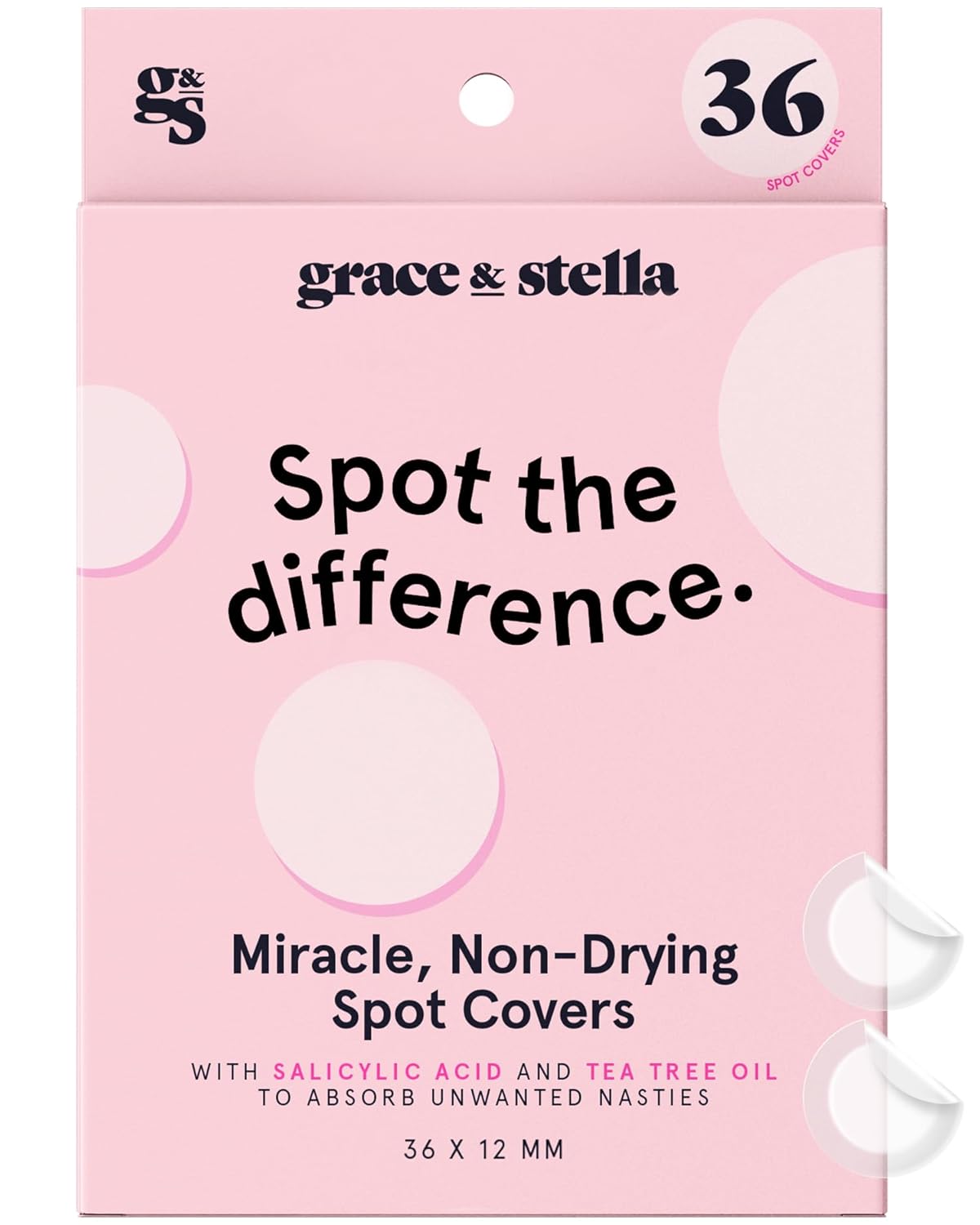 grace & stella Award Winning Pimple Patches For Face (Round, 36 Count) - Hydroco...