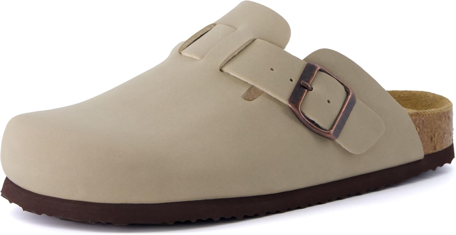 CUSHIONAIRE Hana Slip-On Buckle Clog with Cork Footbed +Memory Foam, Wide Widths...