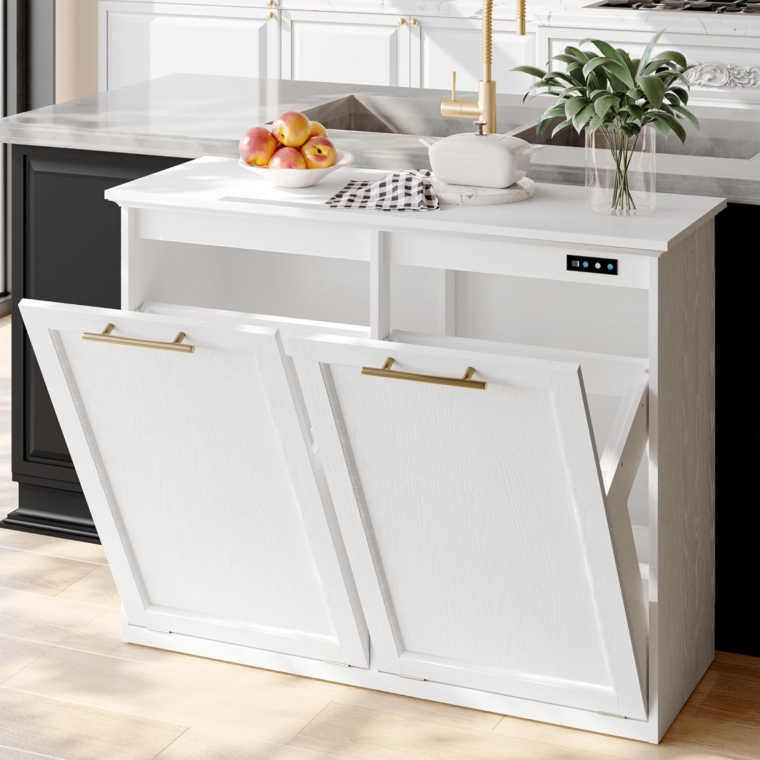 OLD CAPTAIN Tilt Out Trash Cabinet with Quick Installation and Deodorising Funct...