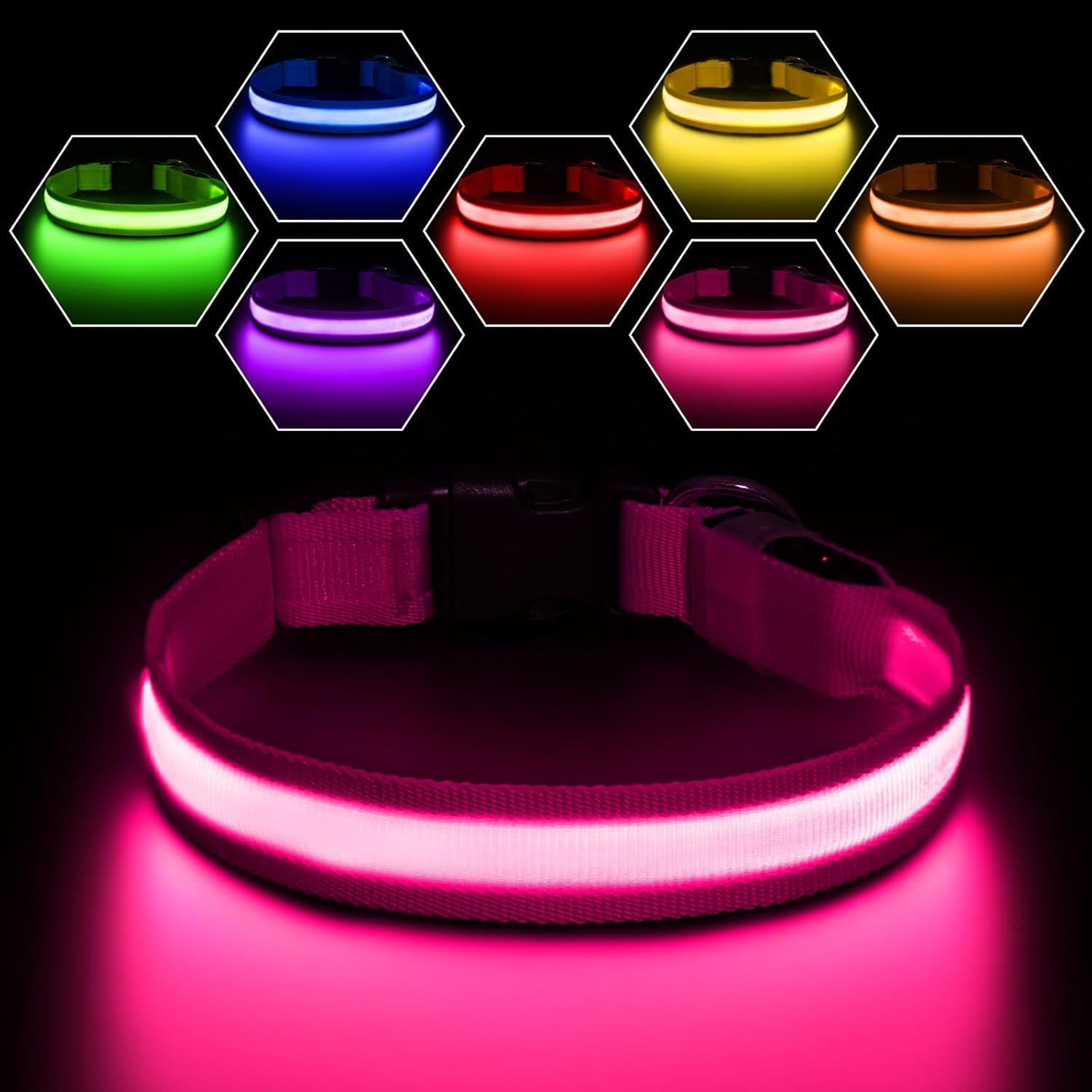 PcEoTllar Light Up Dog Collar, Dog Collar Light for Night, Rechargeable Flashing...