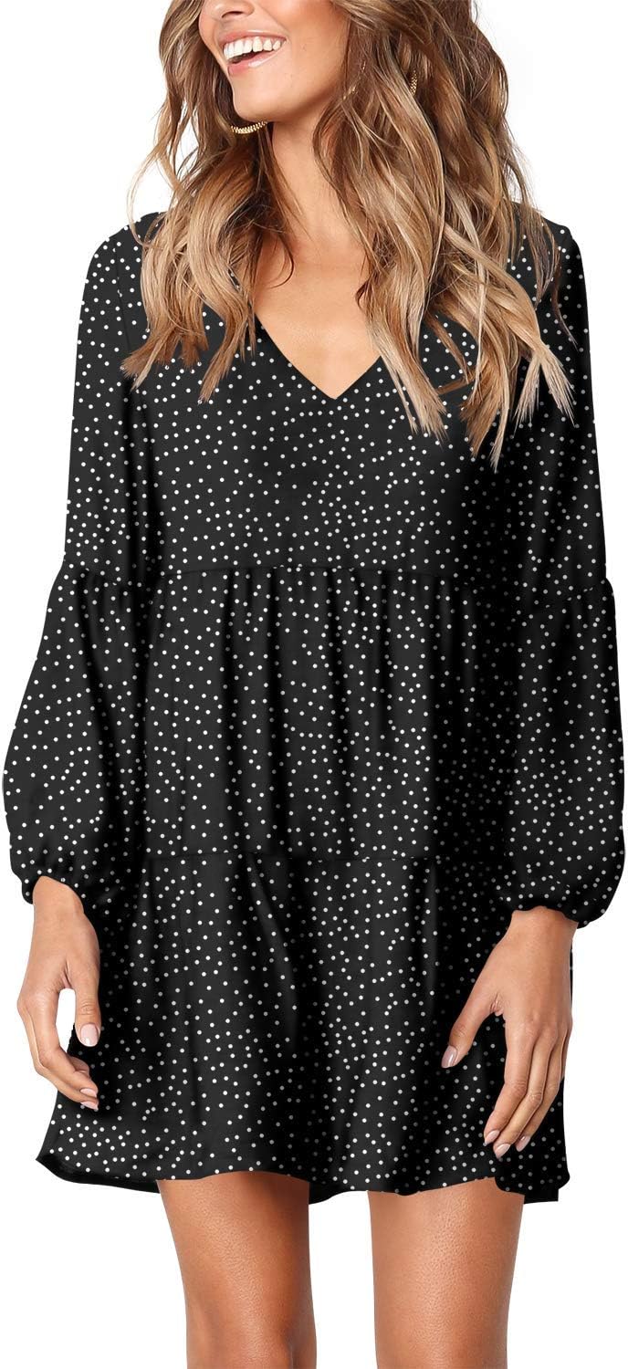 Amoretu Women Summer Tunic Dress V Neck Casual Loose Flowy Swing Shift Dress XX-...