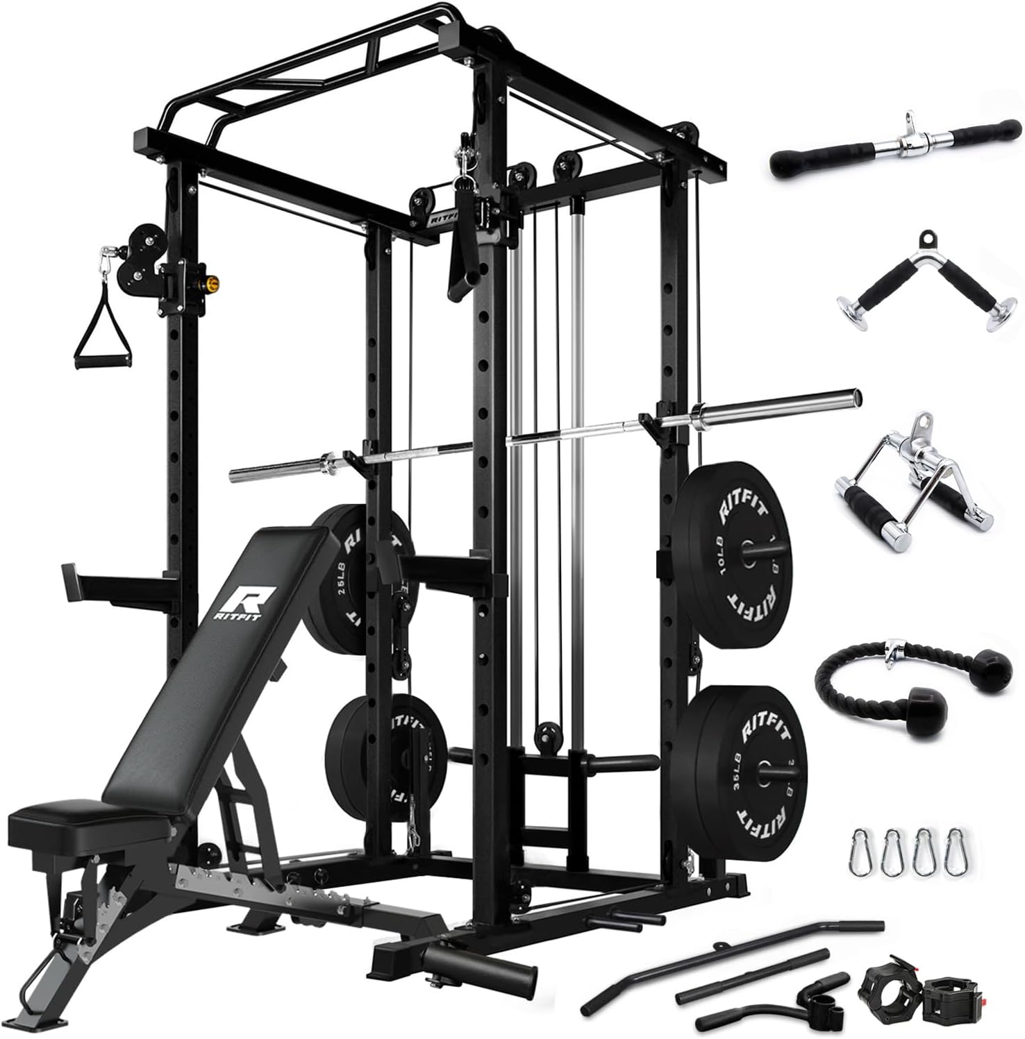 RitFit Power Cage with Optional LAT PullDown/Cable Crossover/Smith Machine Syste...